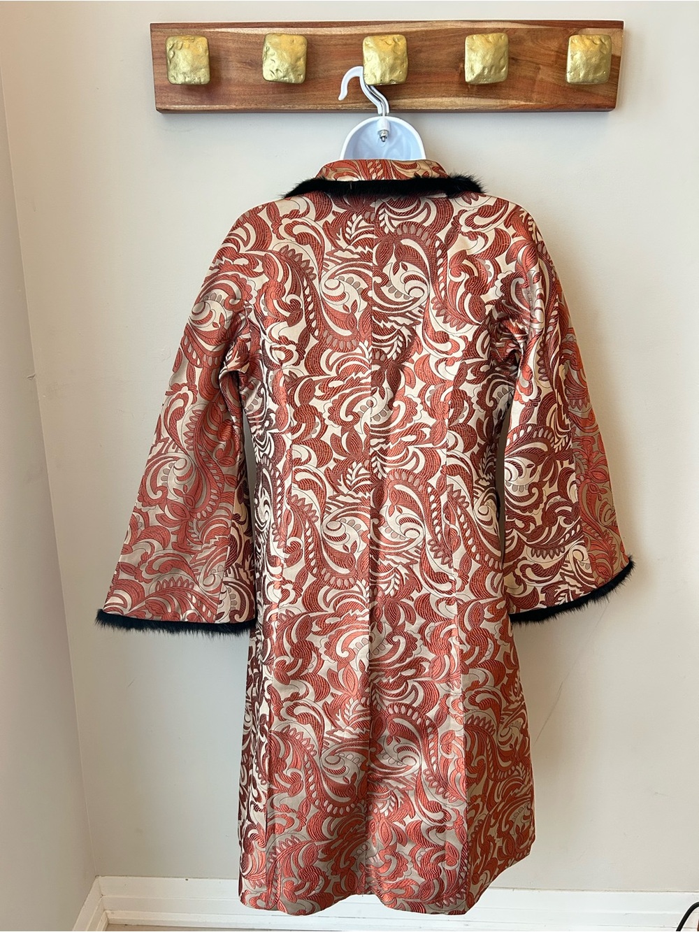 100% SILK Brocade Jacket Mandarin Collar Frog Closure Vintage Glam Statement - Picture 3 of 16